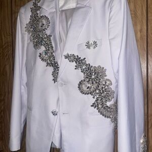 White Blazer with Silver Embellishments